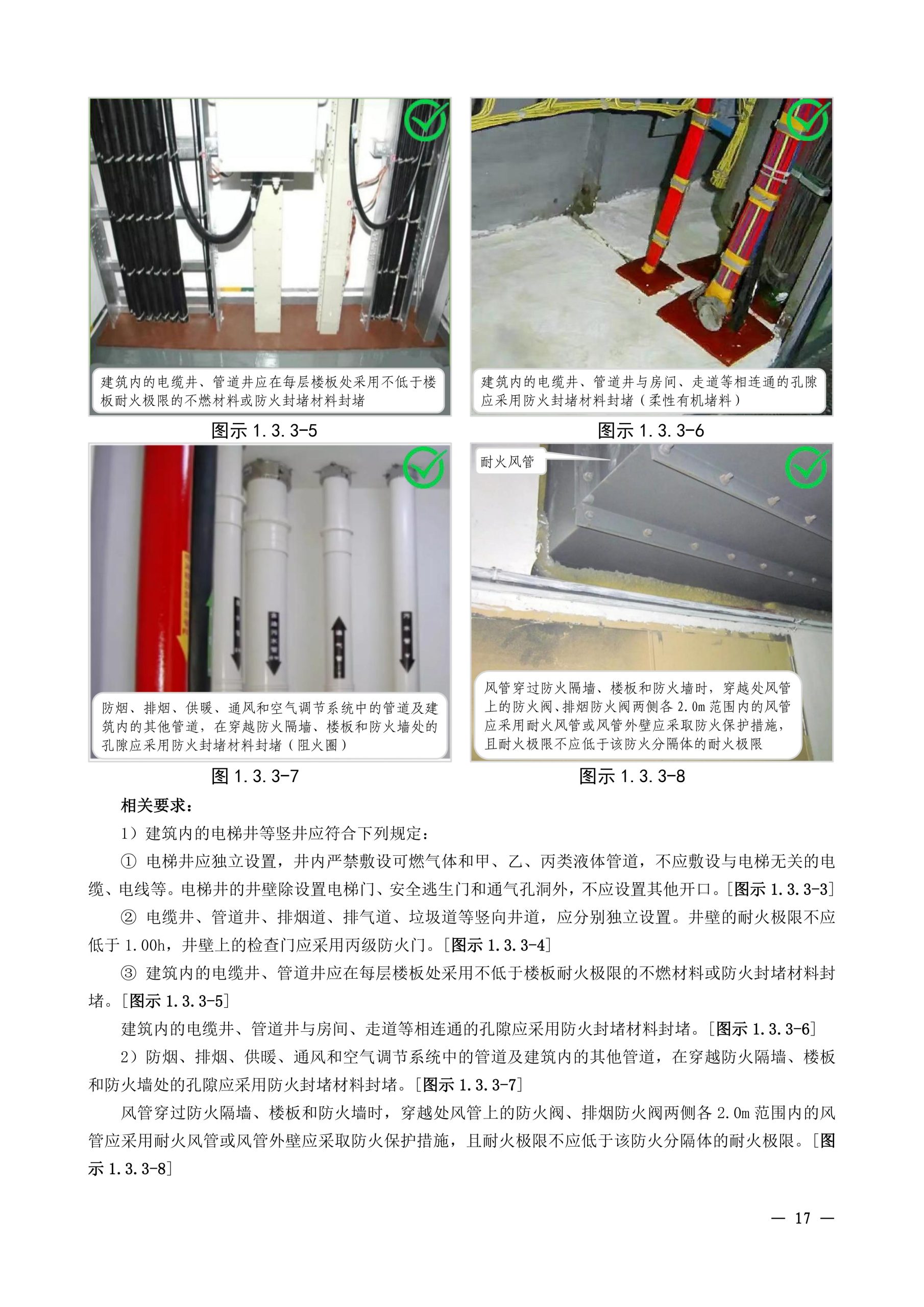 《宁夏民用建筑消防验收图集》(2023 年 2 月版)P25:电缆井、管道井、风管防火封堵做法